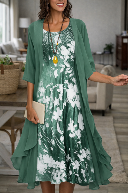 Elegantes zweiteiliges Chiffon-Kleiderset von Andrea Serena