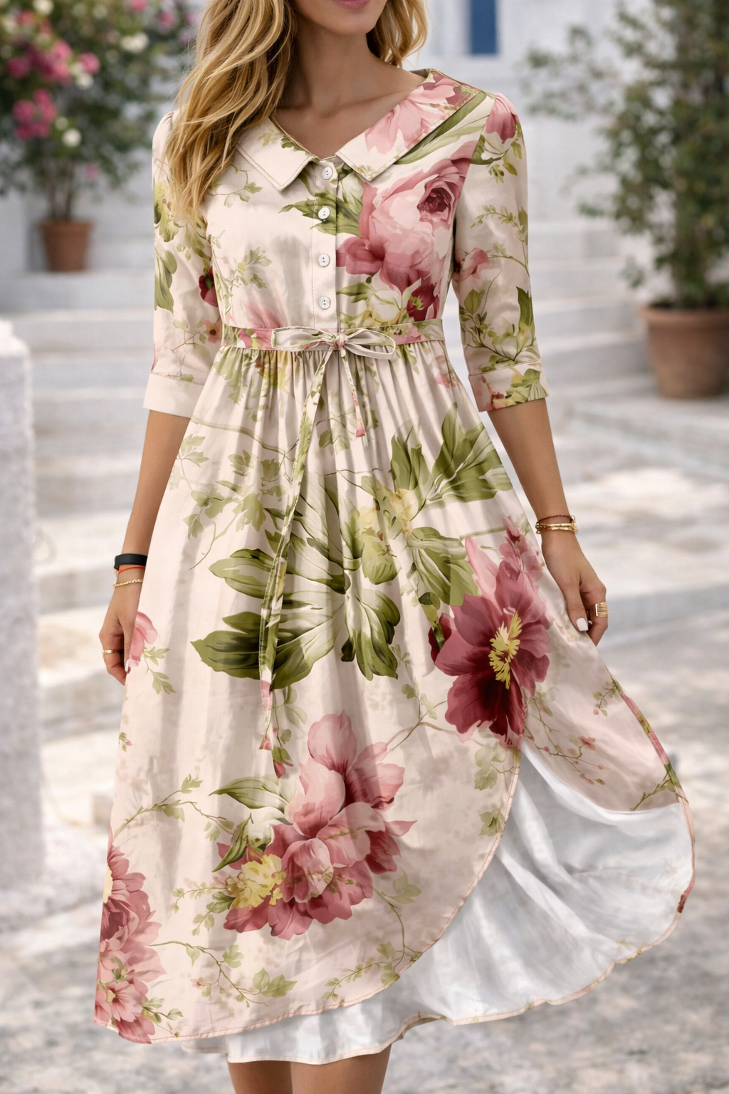 Elegantes Sommerkleid von Andrea Serena mit Blumenmuster