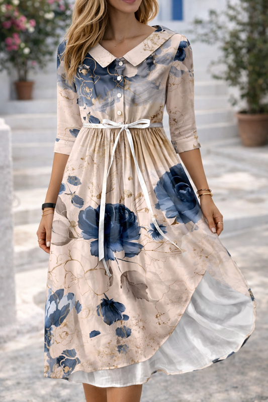 Elegantes Sommerkleid von Andrea Serena mit Blumenmuster