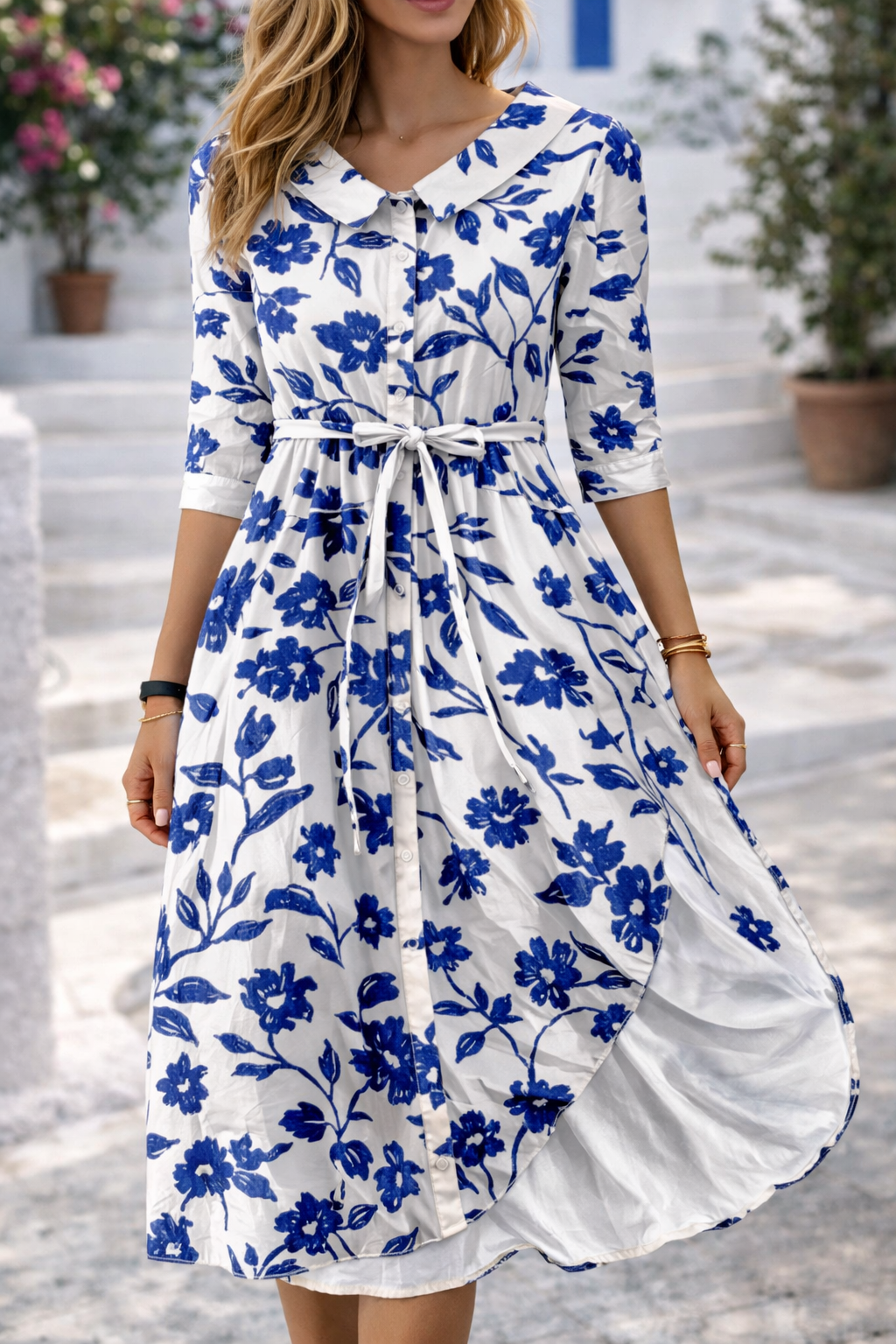Elegantes Sommerkleid von Andrea Serena mit Blumenmuster
