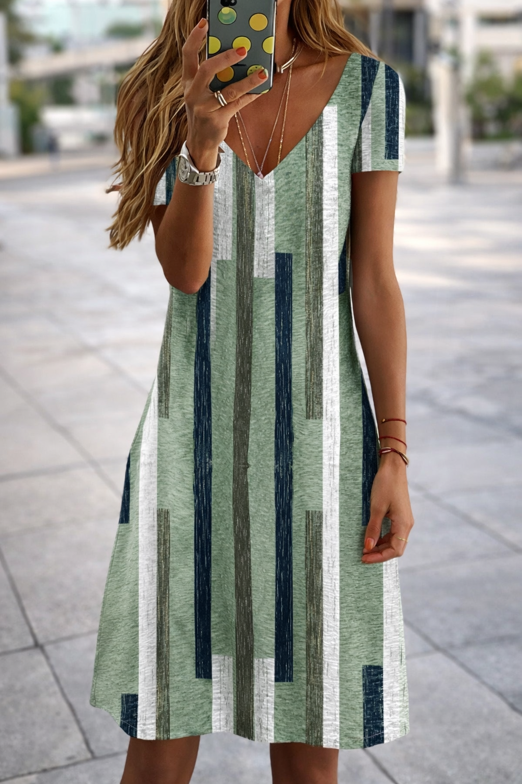 Elegantes Plus-Size-Kleid mit V-Ausschnitt von Andrea Serena