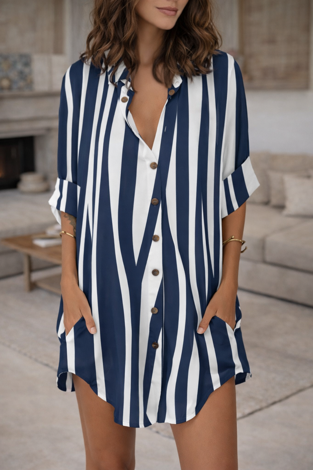 Trendiges Hemdkleid mit Print von Andrea Serena
