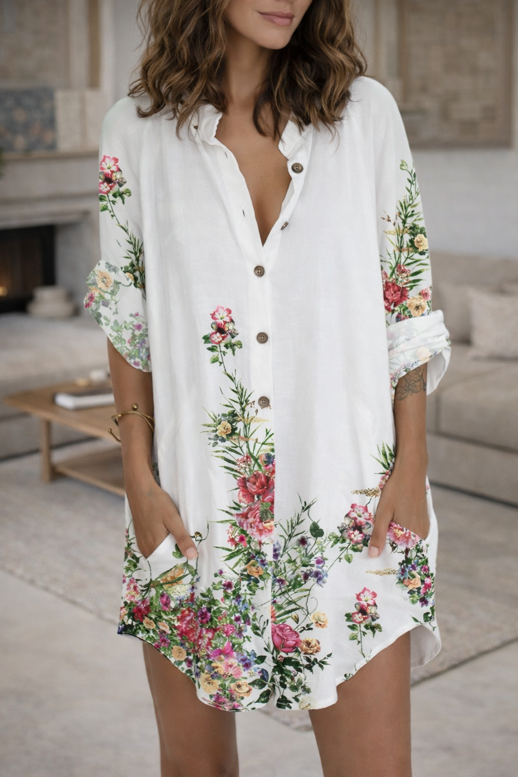 Trendiges Hemdkleid mit Print von Andrea Serena