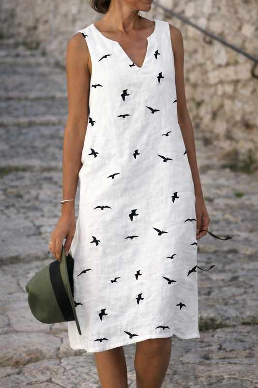 Schickes Sommerkleid mit Vogelmuster von Andrea Serena
