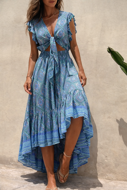 Boho-Maxikleid „Andrea Serena“ mit Print und fliegenden Ärmeln