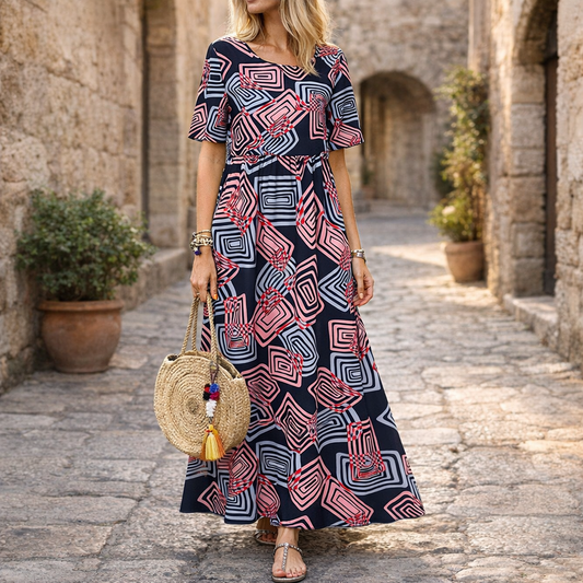Geometrisches Sommer-Maxikleid von Andrea Serena
