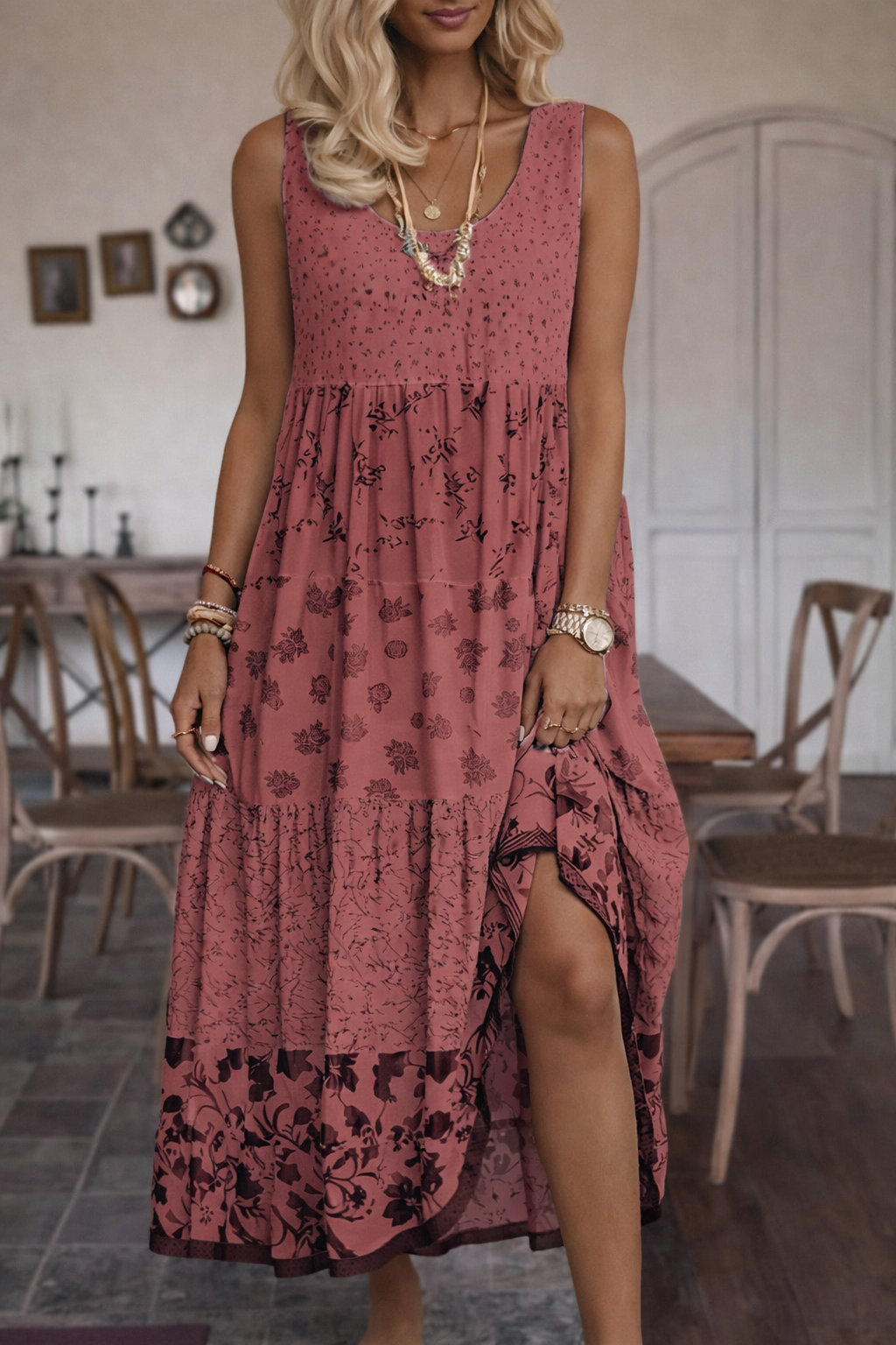Ärmelloses Kleid mit Boho-Print von Andrea Serena