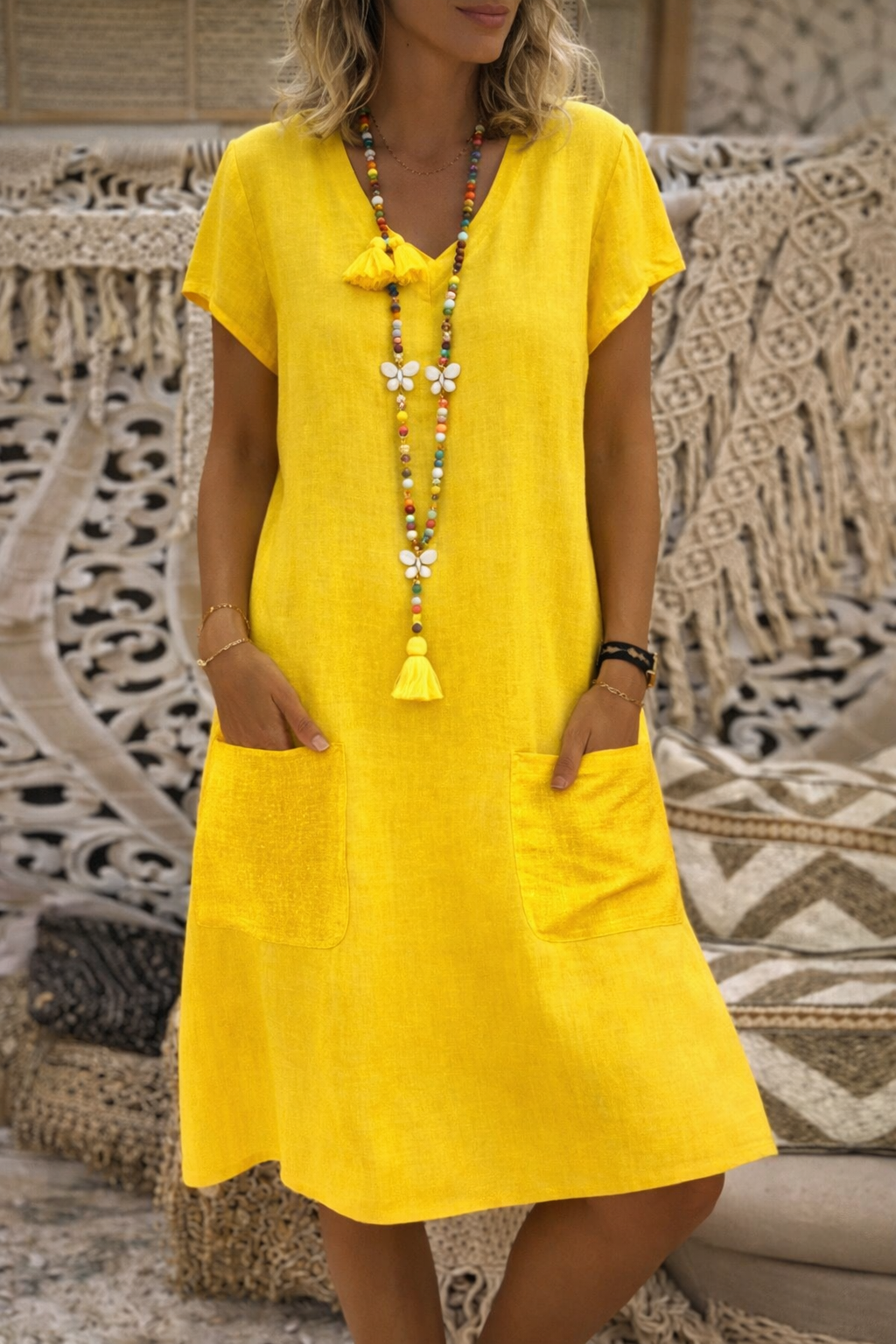 Schickes Midi-Kleid mit Taschen von Andrea Serena
