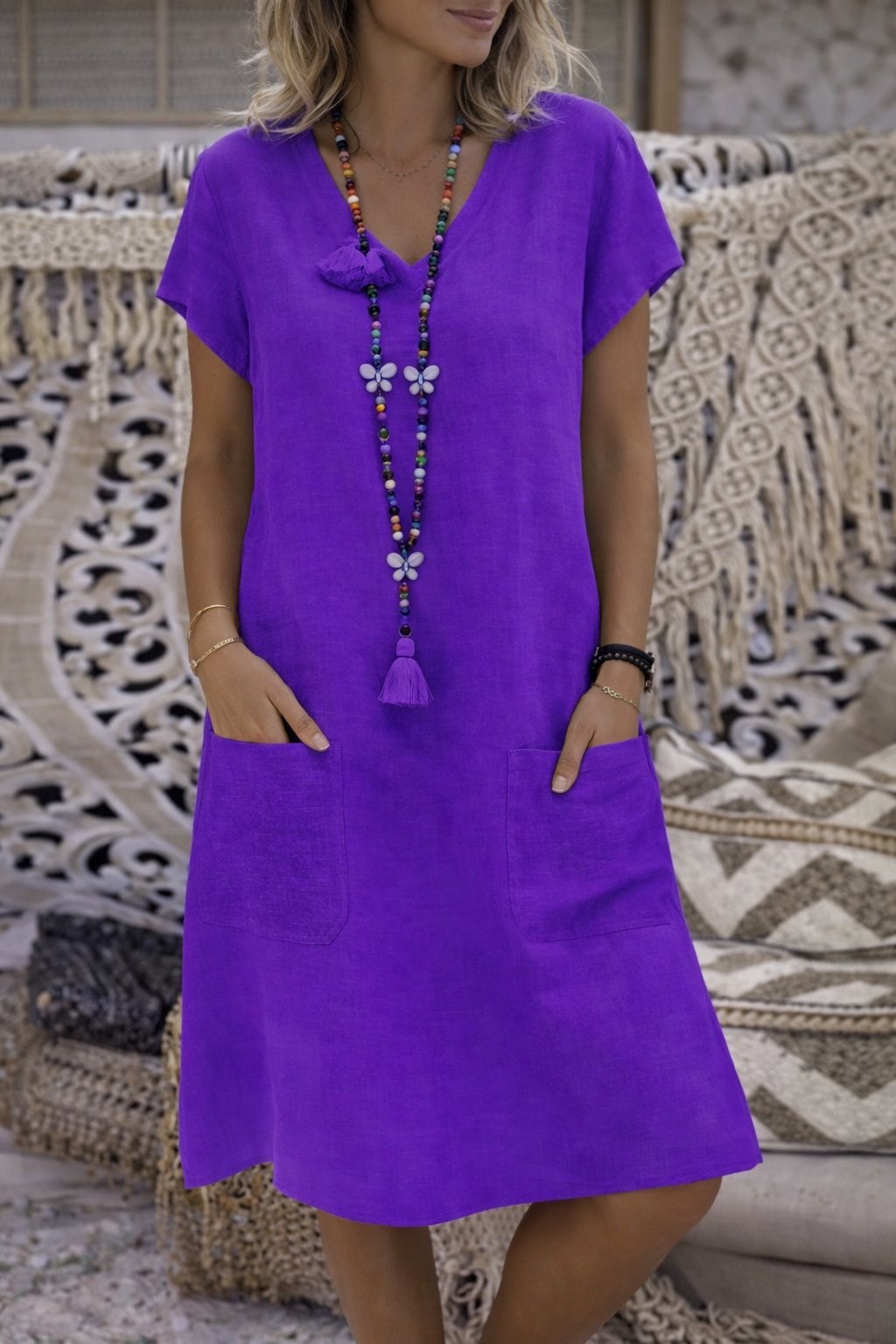 Schickes Midi-Kleid mit Taschen von Andrea Serena