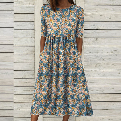 Andrea's™ | Bedrucktes Lockeres Kleid mit Taschen