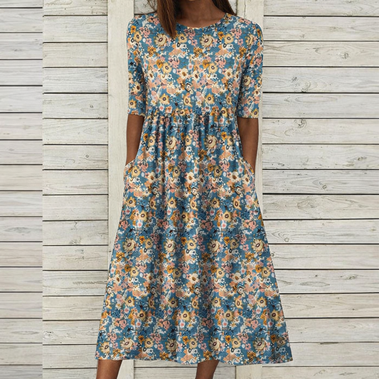 Andrea's™ | Bedrucktes Lockeres Kleid mit Taschen