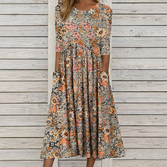 Andrea's™ | Bedrucktes Lockeres Kleid mit Taschen