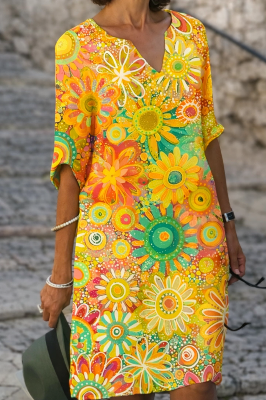 Andrea's™ | Lebhaftes Blumiges Minikleid