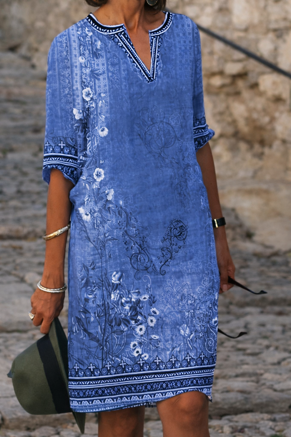 Andrea's™ | Midikleid mit V-Ausschnitt und floralem Muster