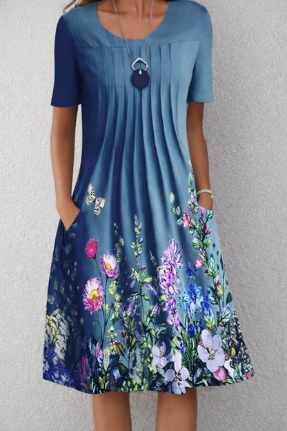 Andrea's™ | Geblümtes Faltenkleid in A-Linie