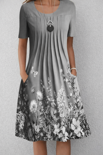 Andrea's™ | Geblümtes Faltenkleid in A-Linie