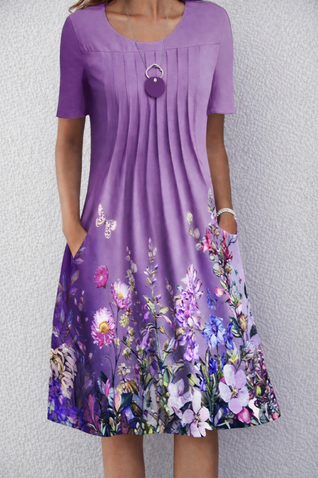 Andrea's™ | Geblümtes Faltenkleid in A-Linie