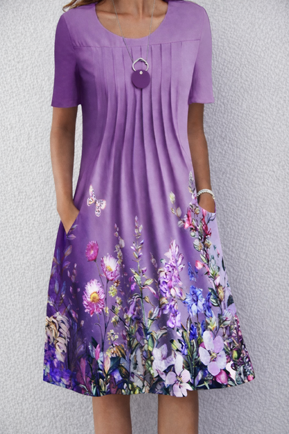 Andrea's™ | Geblümtes Faltenkleid in A-Linie