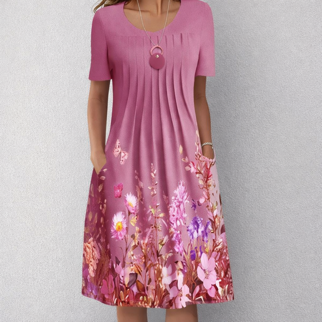 Andrea's™ | Geblümtes Faltenkleid in A-Linie