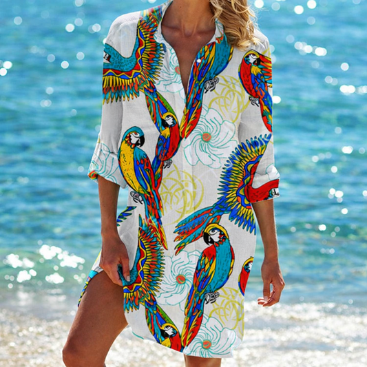 Andrea's™ | Polokleid mit lebendigen Naturdrucken