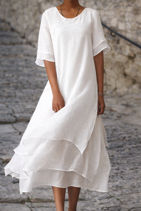 Andrea's™ | Midikleid mit Lagen und kurzen Ärmeln