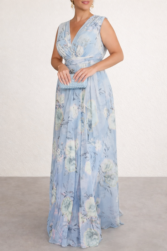 Andrea's™ | Elegantes Maxikleid aus Chiffon mit Blumenmuster