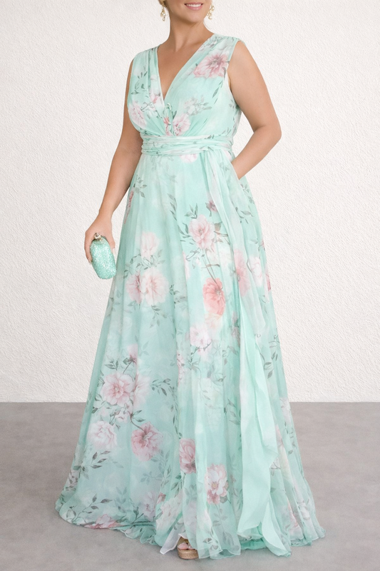 Andrea's™ | Elegantes Maxikleid aus Chiffon mit Blumenmuster