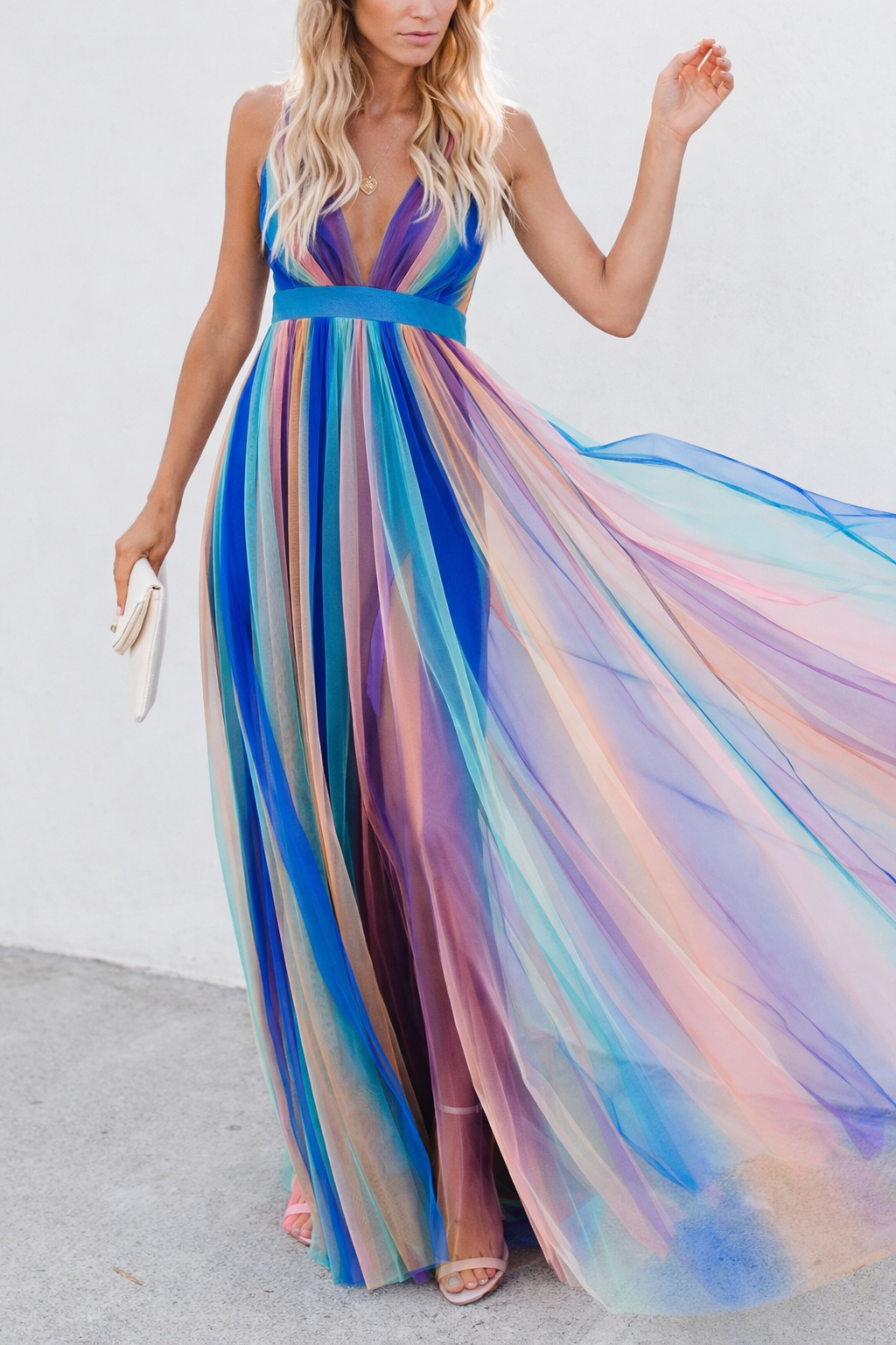 Andrea’s™ | Verträumtes Pastell-Tüll-Maxikleid mit fließender Silhouette