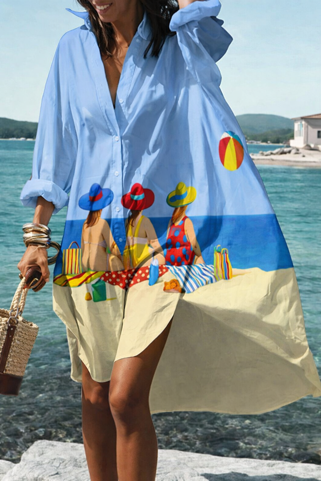 Andrea’s™ | Oversize-Hemdkleid mit tropischem Blumenprint