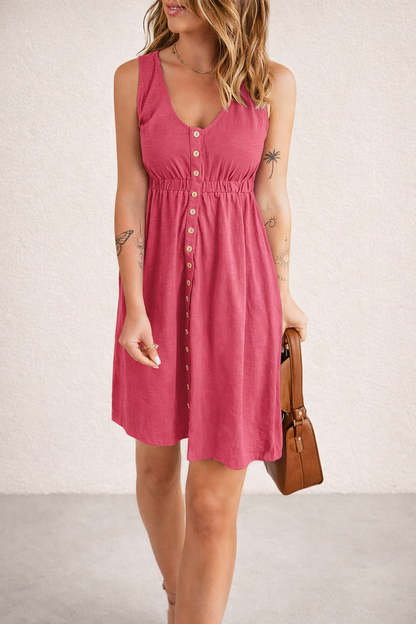 Andrea's™ | Minikleid mit Knopfleiste, schmaler Taille und V-Ausschnitt