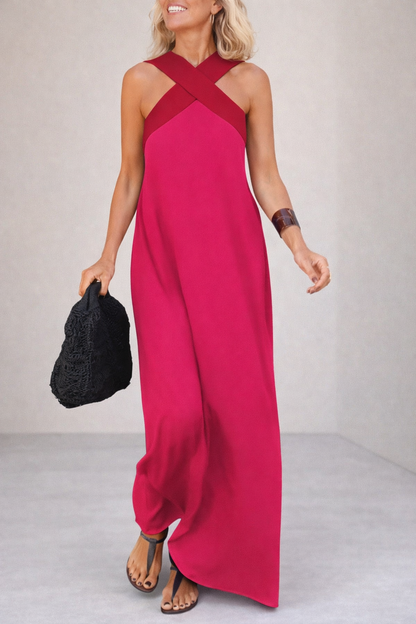 Andrea's™ | Cross Halter Flowing Maxi Dress