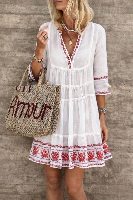 Boho-Kleid mit V-Ausschnitt von Andrea Serena (Sommerkleid)