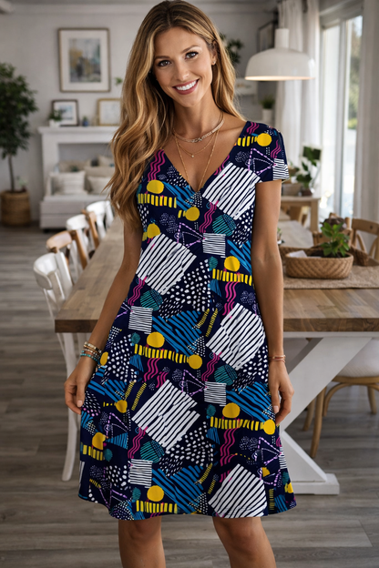 Strahlendes Sommerkleid mit V-Ausschnitt von Andrea Serena