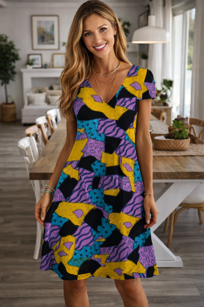 Strahlendes Sommerkleid mit V-Ausschnitt von Andrea Serena
