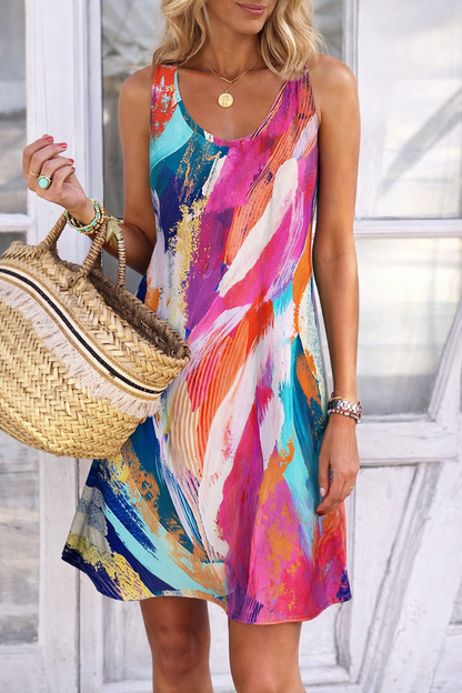 Lässiges, ärmelloses Sommerkleid von Andrea Serena mit Graffiti-Print