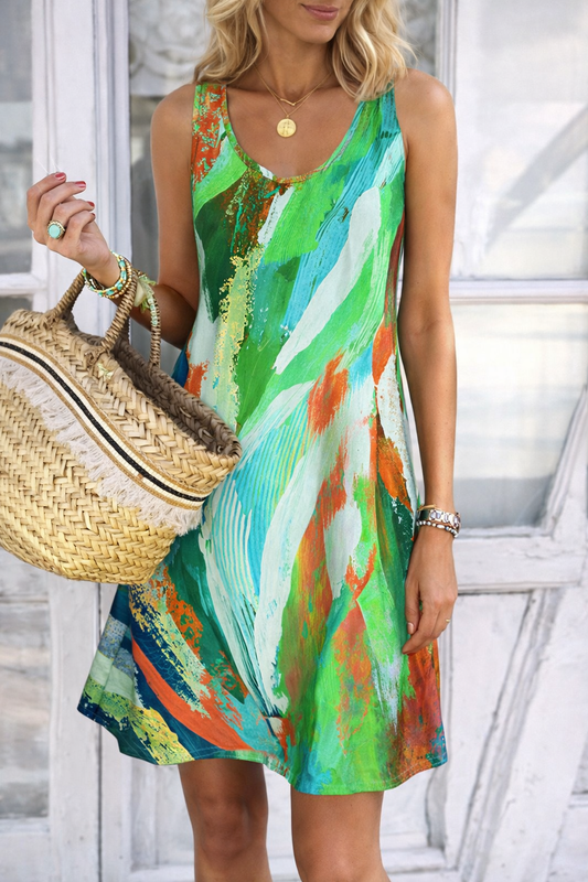 Lässiges, ärmelloses Sommerkleid von Andrea Serena mit Graffiti-Print