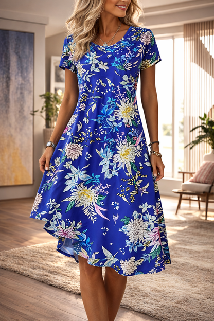 Andrea Serena Sommerkleid mit Blumenmuster und A-Linien-Schnitt