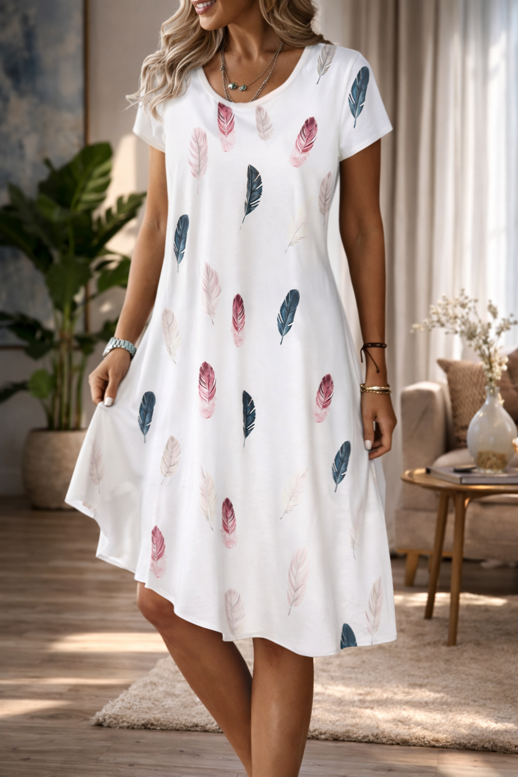 Andrea Serena Sommerkleid mit Blumenmuster und A-Linien-Schnitt