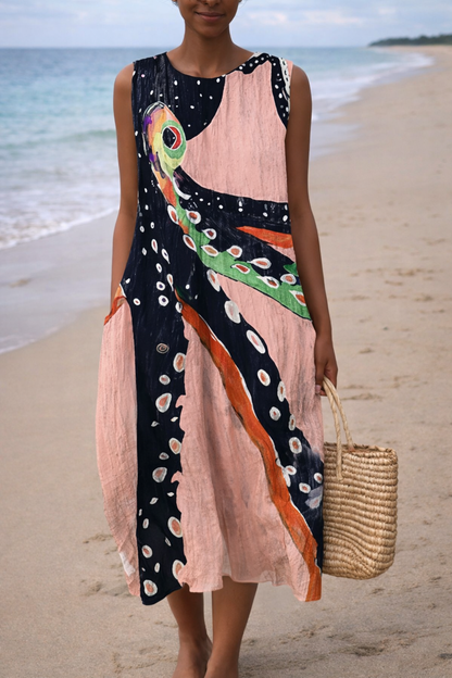 Ärmelloses Kleid mit leuchtendem Print von Andrea Serena