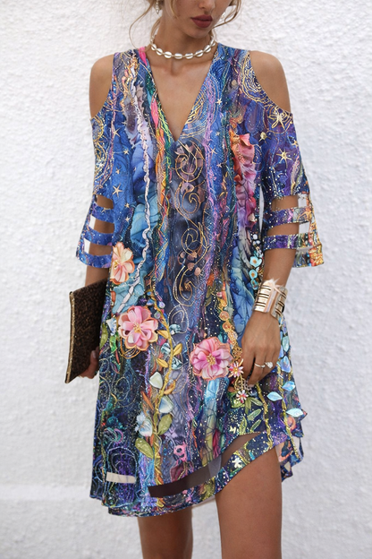 Schickes Mesh-Kleid mit V-Ausschnitt von Andrea Serena