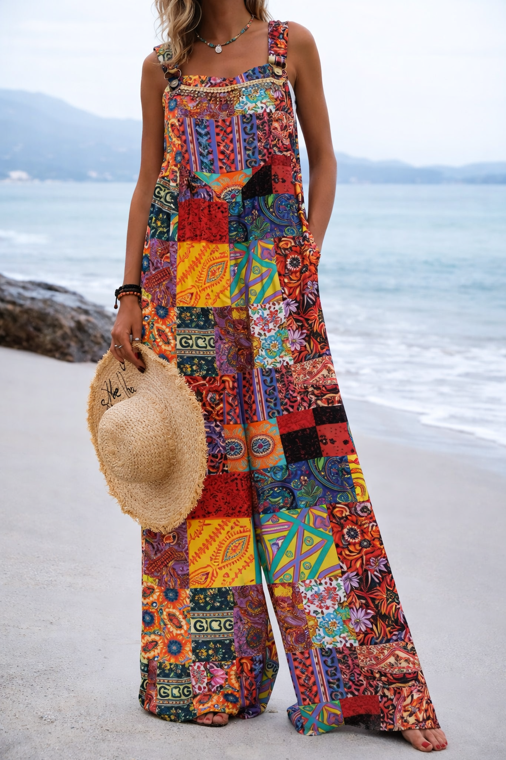 Andrea Serena Jumpsuit mit weitem Bein und lebhaftem Print