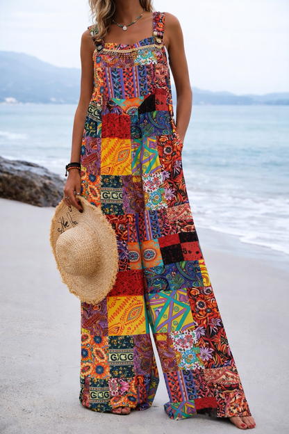 Andrea Serena Jumpsuit mit weitem Bein und lebhaftem Print