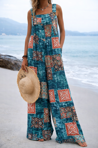Andrea Serena Jumpsuit mit weitem Bein und lebhaftem Print