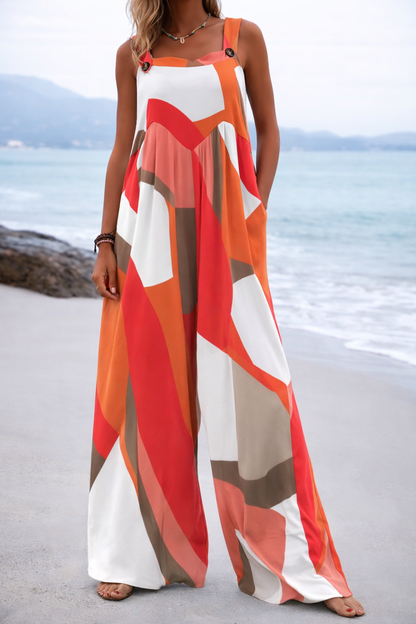 Andrea Serena Jumpsuit mit weitem Bein und lebhaftem Print