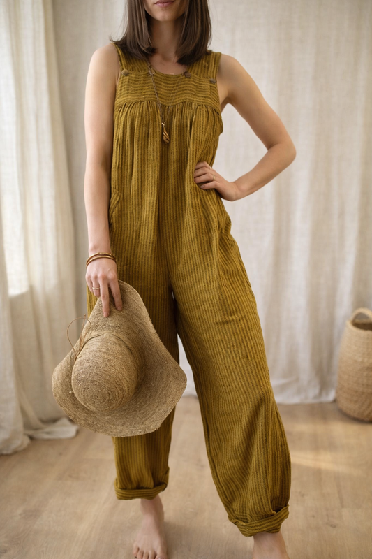 Pinterest-inspirierter Khaki-Jumpsuit von Andrea Serena
