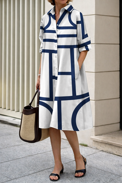 Modernes geometrisches Andrea Serena Hemdblusenkleid