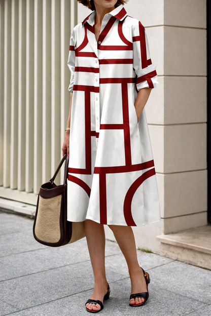 Modernes geometrisches Andrea Serena Hemdblusenkleid