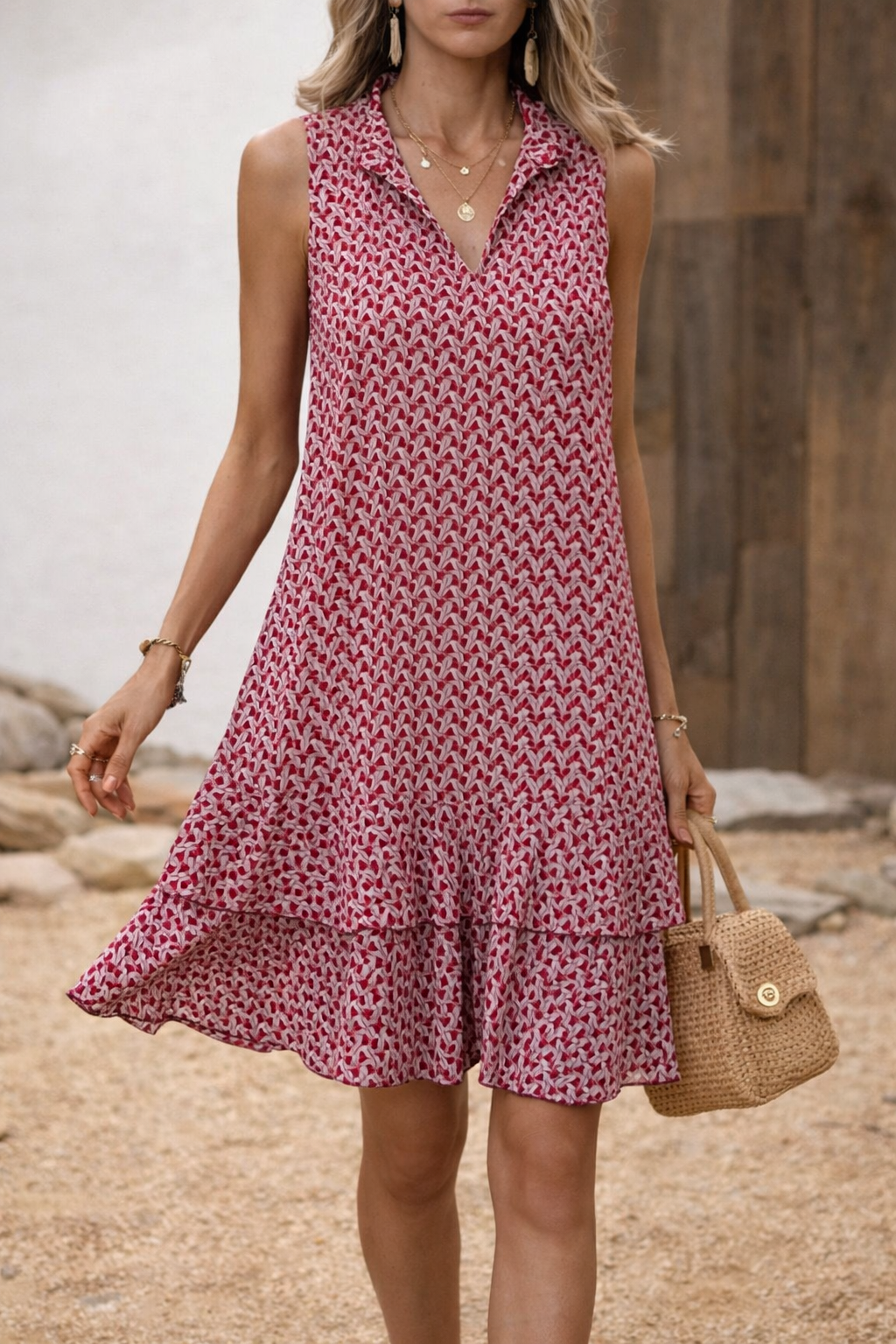 Ärmelloses Boho-Kleid mit Print von Andrea Serena