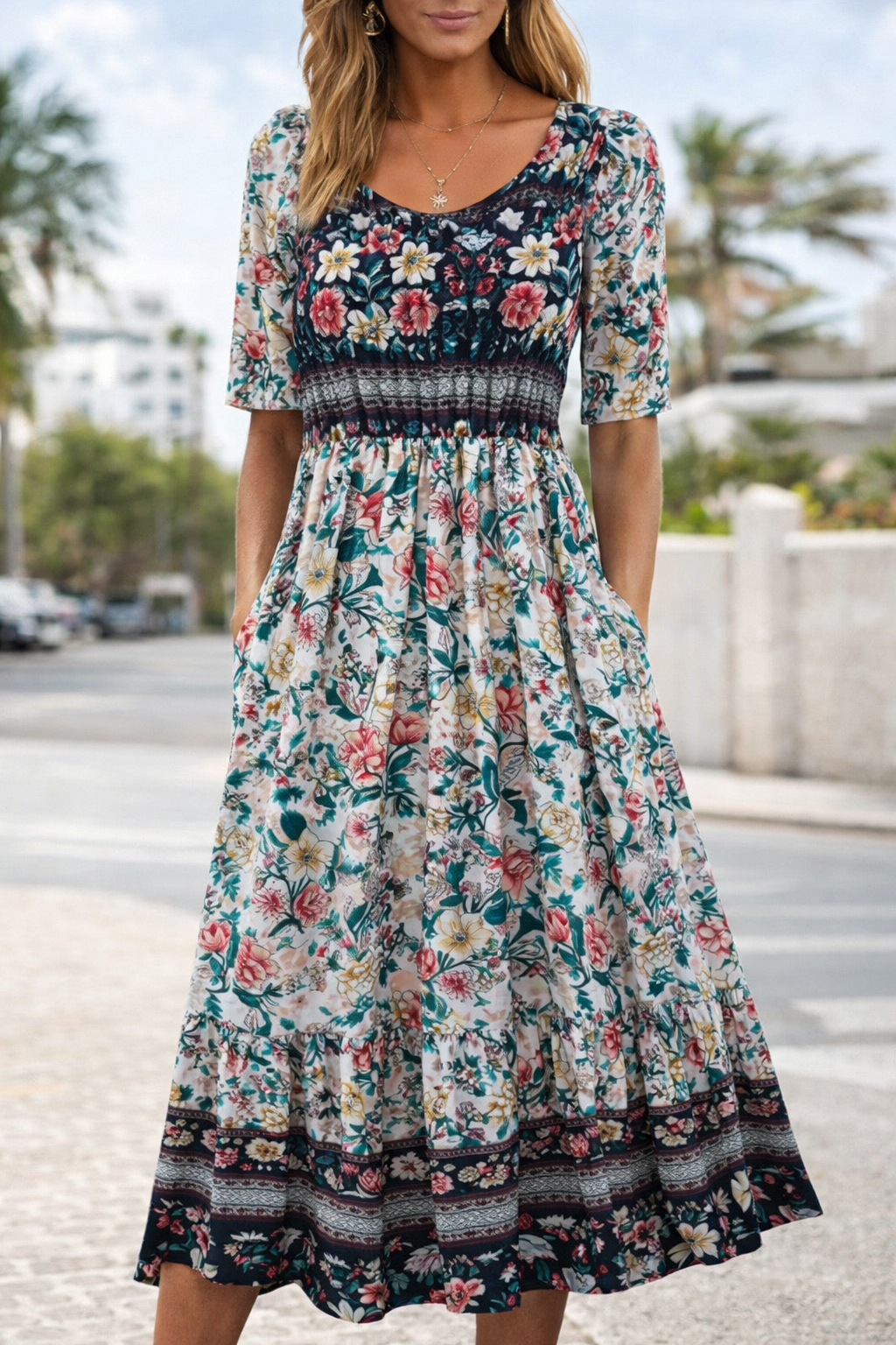 Boho-Blumen-Maxikleid von Andrea Serena