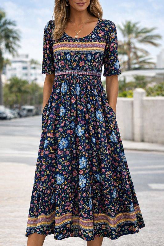 Boho-Blumen-Maxikleid von Andrea Serena